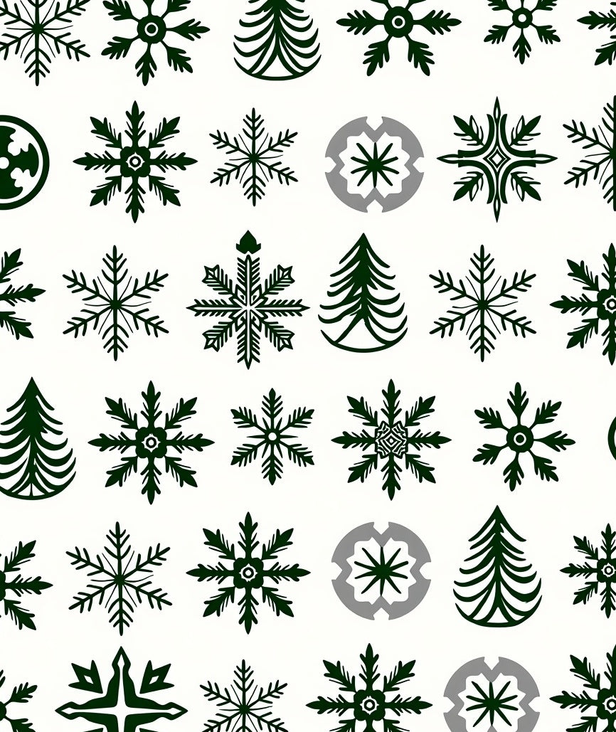 Dark Green Snowflake Christmas Tree Collection Rug