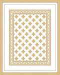 Golden Quatrefoil Bordered Linen Rug
