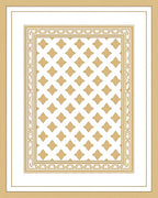 Golden Quatrefoil Bordered Linen Rug