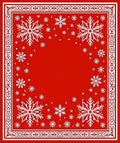 Crimson Snowflake Holiday Border Rug