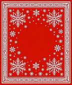 Crimson Snowflake Holiday Border Rug