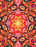 Vibrant Orange Floral Medallion Mandala Rug
