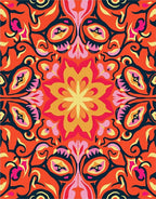 Vibrant Orange Floral Medallion Mandala Rug