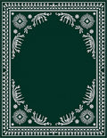 Dark Emerald Botanical Frame Medallion Rug