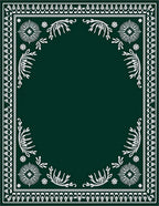 Dark Emerald Botanical Frame Medallion Rug