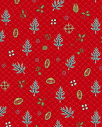 Crimson Red Illustrated Botanical Garden Rug