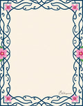 Navy Blue Floral Vine Swirl Frame Rug