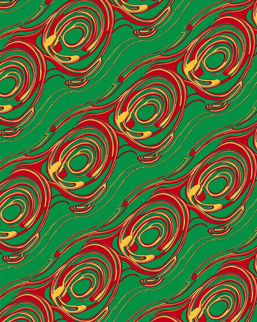 Red Yellow Swirl Abstract Ocean Rug