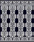 Dark Navy White Classic Scrollwork Panel Rug