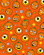 Cute Orange Pumpkin Halloween Eyes Rug