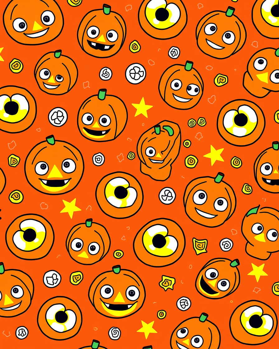 Cute Orange Pumpkin Halloween Eyes Rug