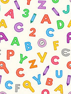 Colorful ABC and Numbers Scattered Art Rug