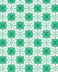 Teal Green Floral Geometric Lattice Rug