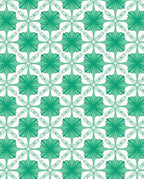 Teal Green Floral Geometric Lattice Rug