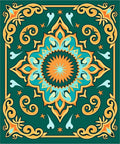 Emerald Teal Medallion Floral Accent Rug
