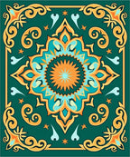 Emerald Teal Medallion Floral Accent Rug