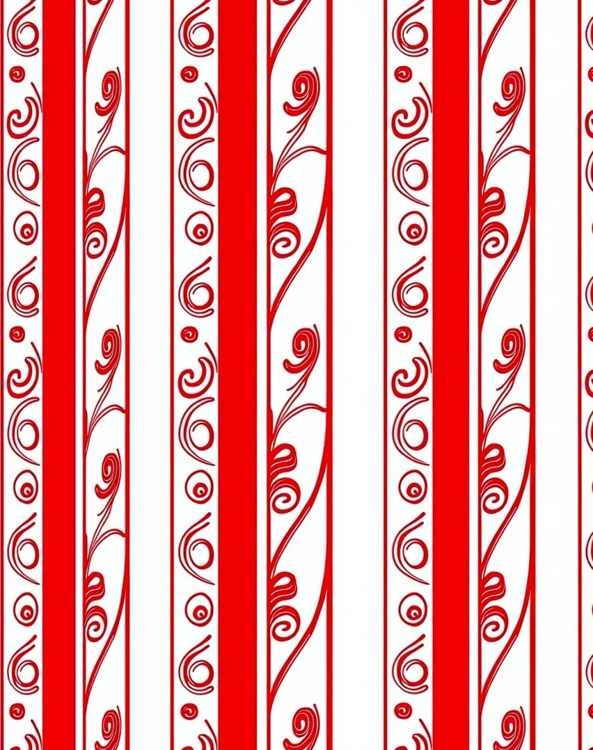Bold Red Vertical Swirl Stripe Rug