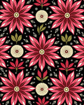 Bold Crimson Petal Medallion Rug