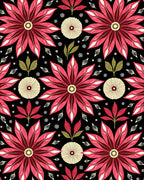 Bold Crimson Petal Medallion Rug