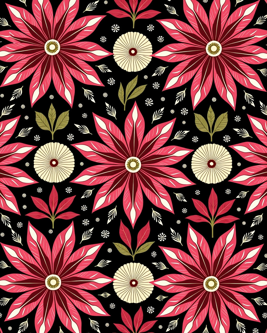 Bold Crimson Petal Medallion Rug