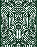 Emerald Green Abstract Maze Lines Rug