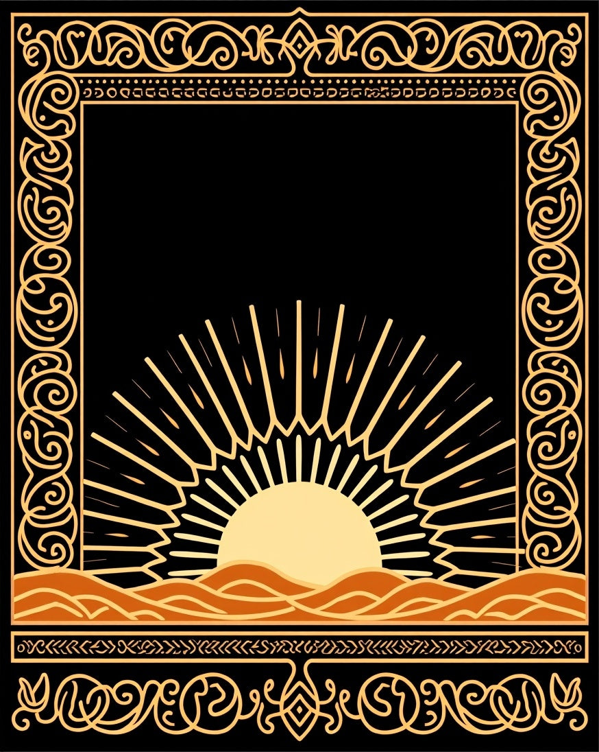 Golden Sun Rising Over Rippled Dunes Rug