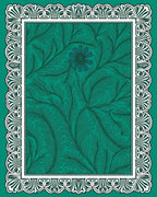 Teal Green Feathered Botanical Border Rug