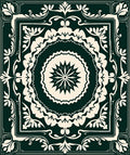 Forest Green Cream Floral Medallion Rug