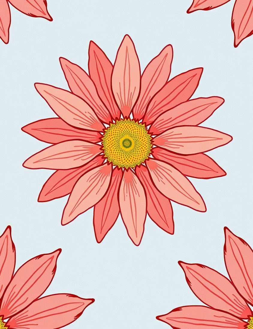 Coral Pink Daisy Garden Repeat Rug