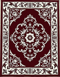 Crimson and Cream Floral Medallion Rug