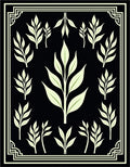 Pale Green Leafy Branches Black Background Rug