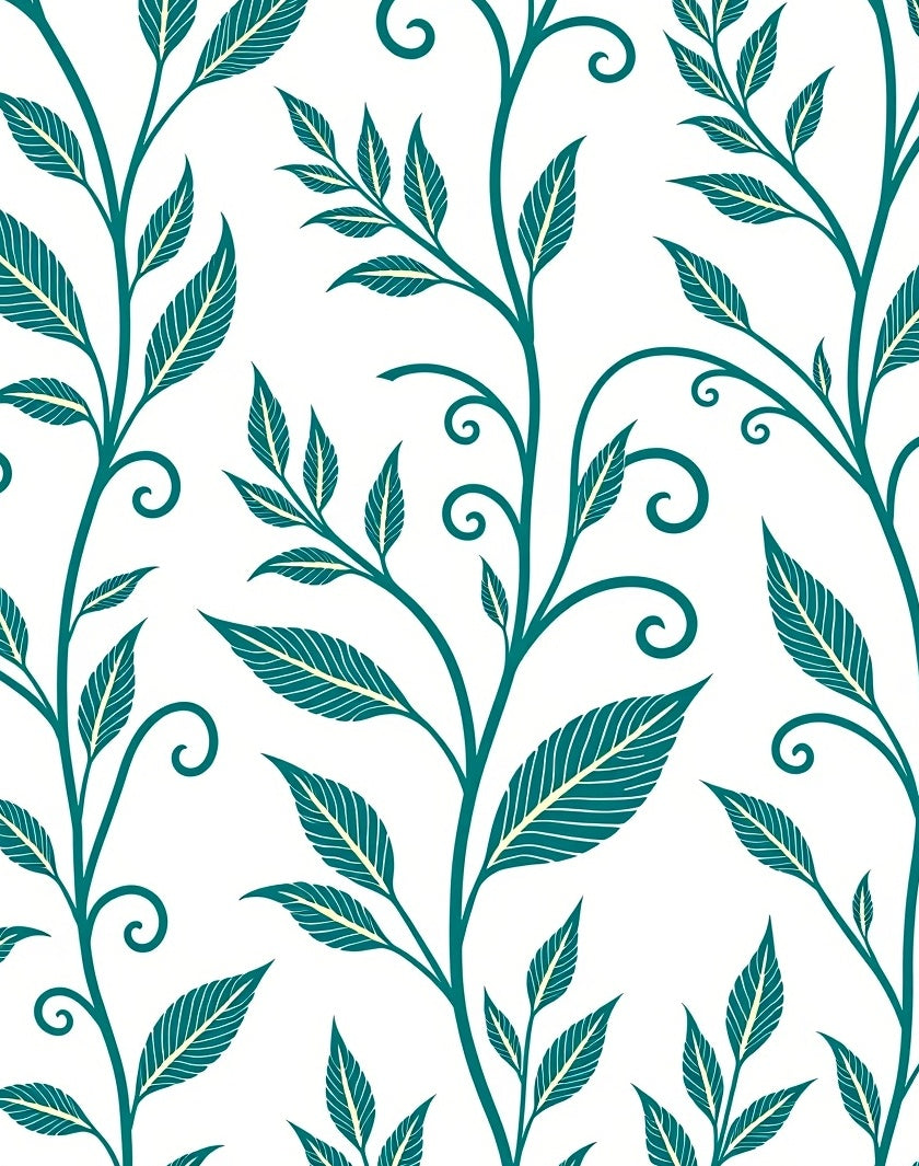 Teal Vine Leaf Swirl Organic Rug