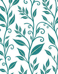 Teal Vine Leaf Swirl Organic Rug