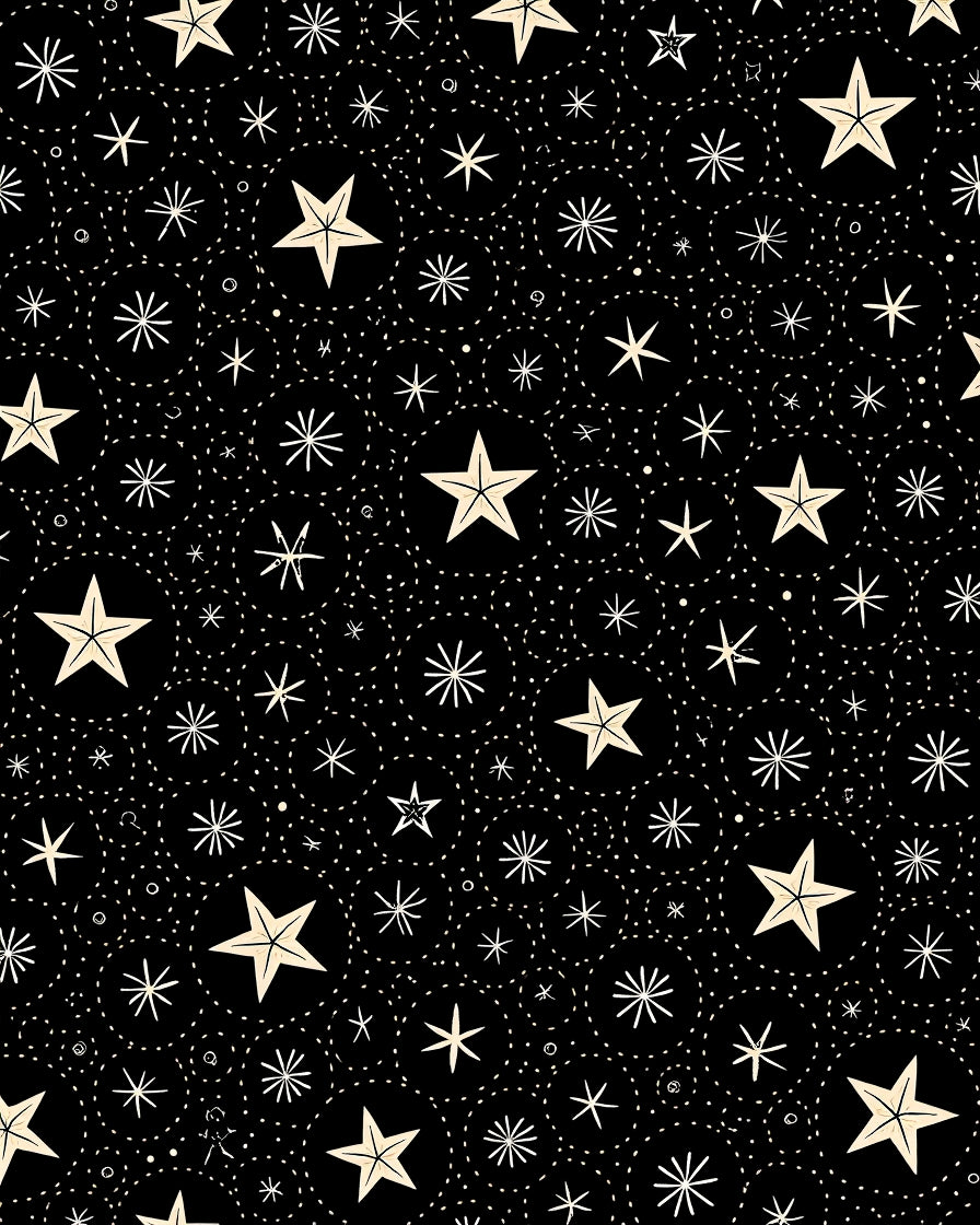Cosmic Black Cream Starburst Circles Rug