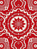 Crimson Floral Medallion Symmetry Rug