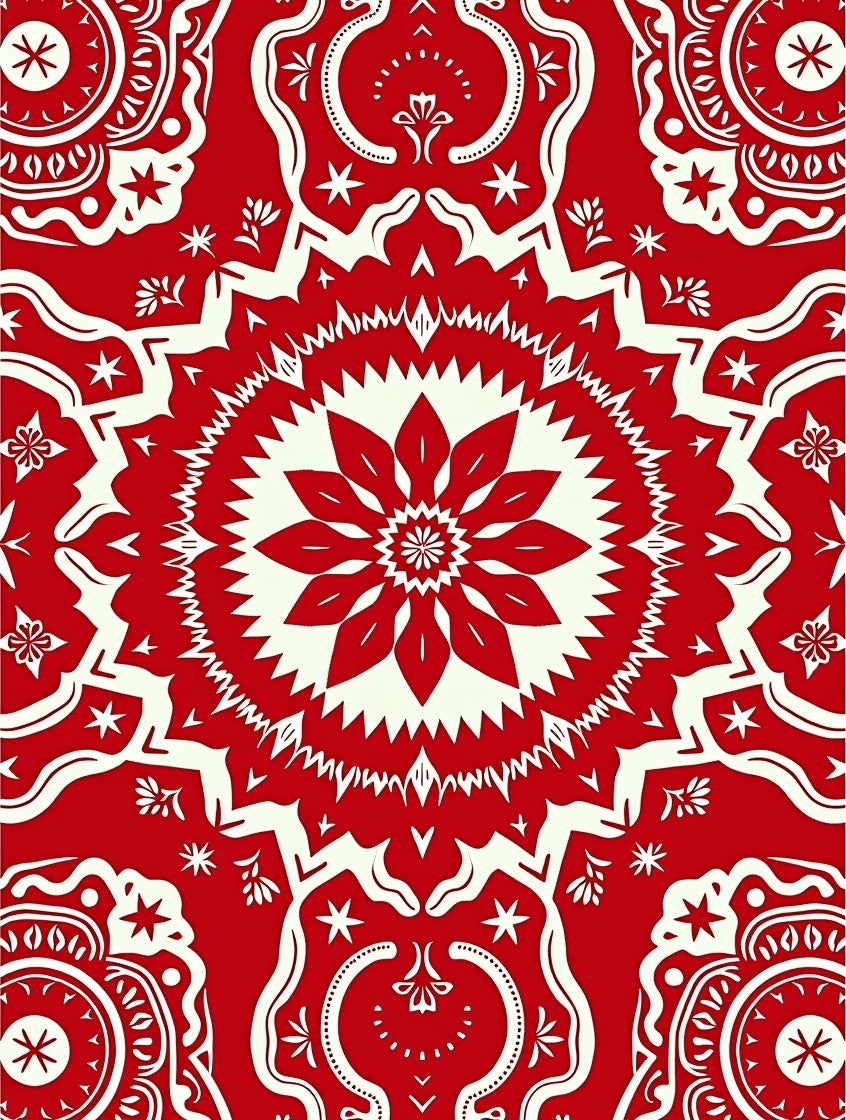 Crimson Floral Medallion Symmetry Rug