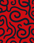 Crimson Swirls on Red Background Rug