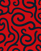 Crimson Swirls on Red Background Rug