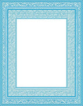 Coastal Blue Geometric Border Frame Rug