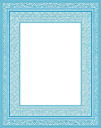 Coastal Blue Geometric Border Frame Rug