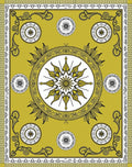 Golden Sunburst Medallion Emblem Rug