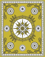 Golden Sunburst Medallion Emblem Rug