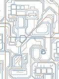 Blue Brown Tech Circuit Geometric Rug
