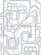 Blue Brown Tech Circuit Geometric Rug