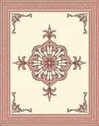 Ornate Pink Floral Medallion Border Rug