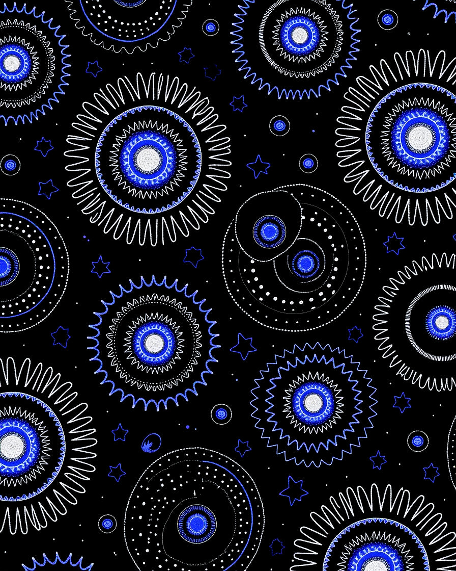 Starry Blue Sunburst Mandala Rug