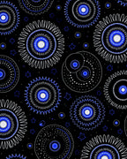 Starry Blue Sunburst Mandala Rug