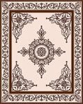 Cream and Brown Baroque Floral Medallion Rug