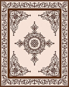 Cream and Brown Baroque Floral Medallion Rug