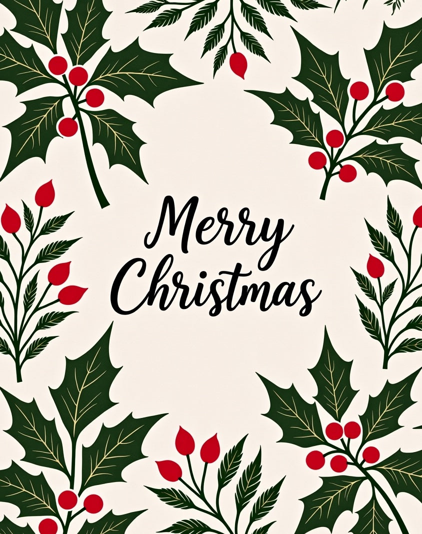Festive Holly Berry Square Rug